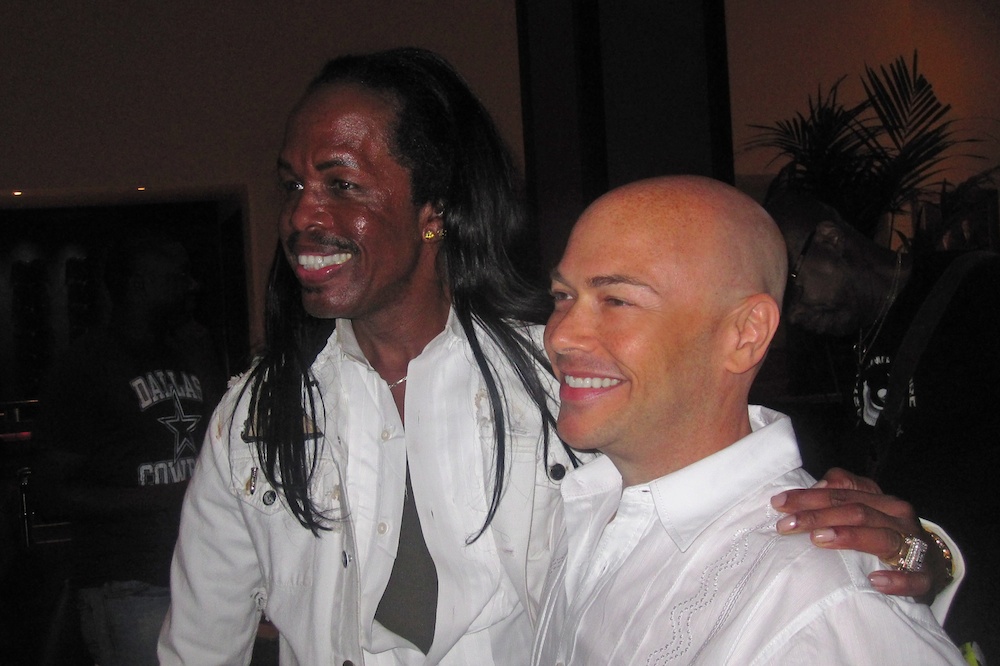 Another shot of Bryant and Verdine White of Earth, Wind and Fire back at the hotel hanging out after signing the Goodwill Treaty for World Peace.