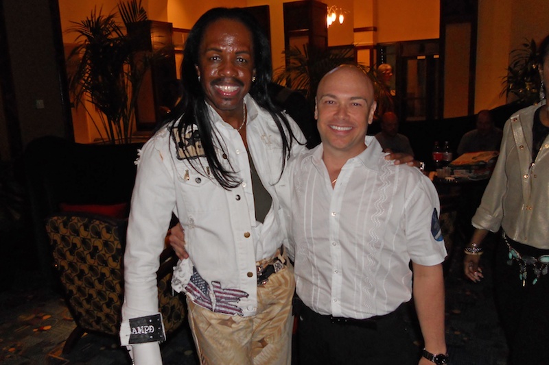Bryant and the 'Grand Master of Bass,' Verdine White of Earth, Wind and Fire back at the hotel hanging out after signing the Goodwill Treaty for World Peace.