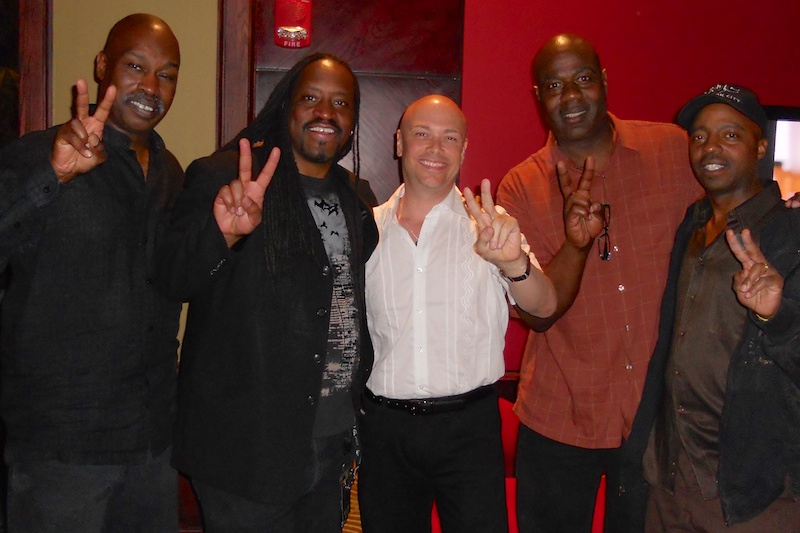 Bryant hanging at the hotel with Earth, Wind and Fire band members. :)