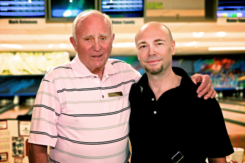 Bryant and David Mirsch at the Balls of Fire Celebrity Bowling Tournament supporting Foothill Aids Project.