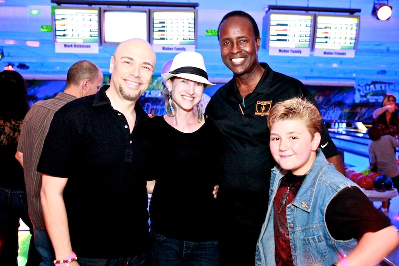 Bryant, Sara, Kim & Zachary at the Balls of Fire Celebrity Bowling Tournament supporting Foothill Aids Project.