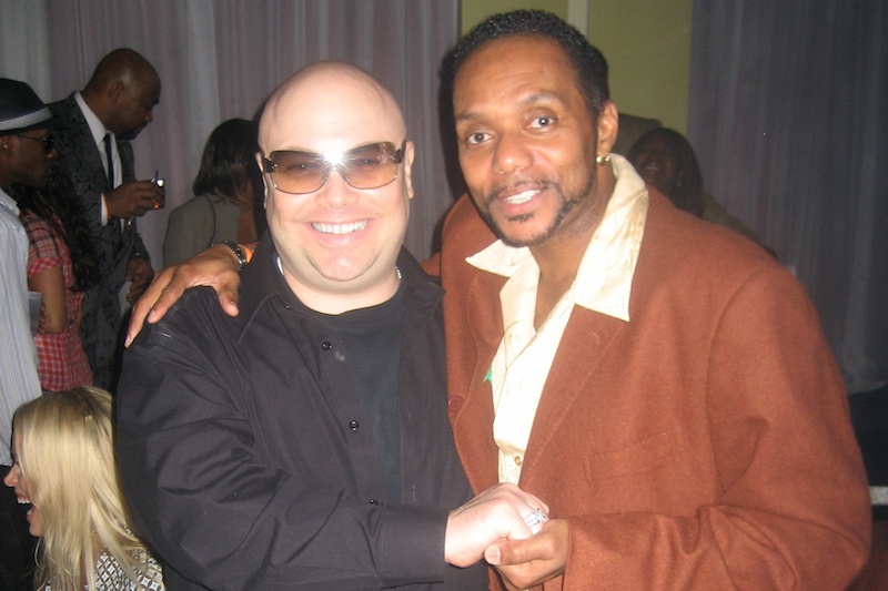 Bryant and Larry Johnson, Former lead singer of The Temptations at the Superbowl P.Diddy Celebrity White Party in Miami.