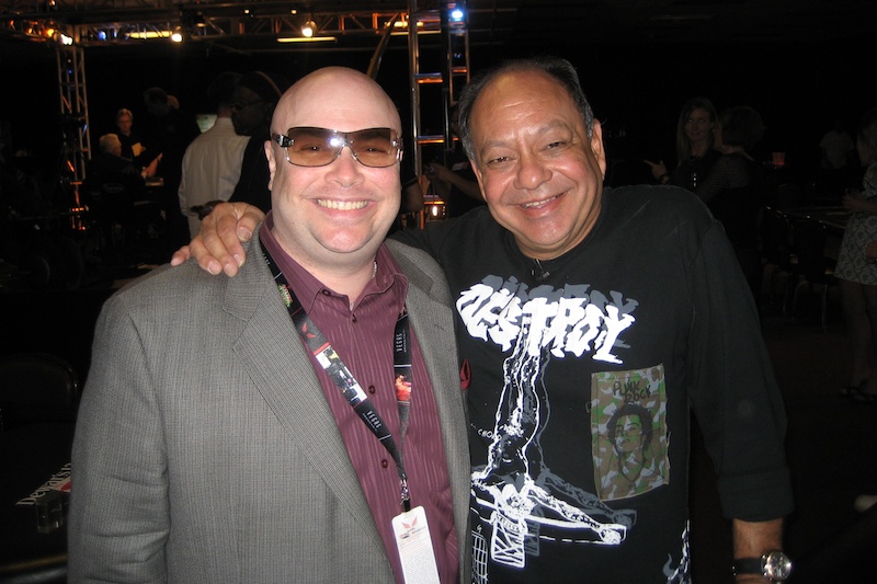 Hanging out with Cheech Marin and his girlfriend, Natasha.
