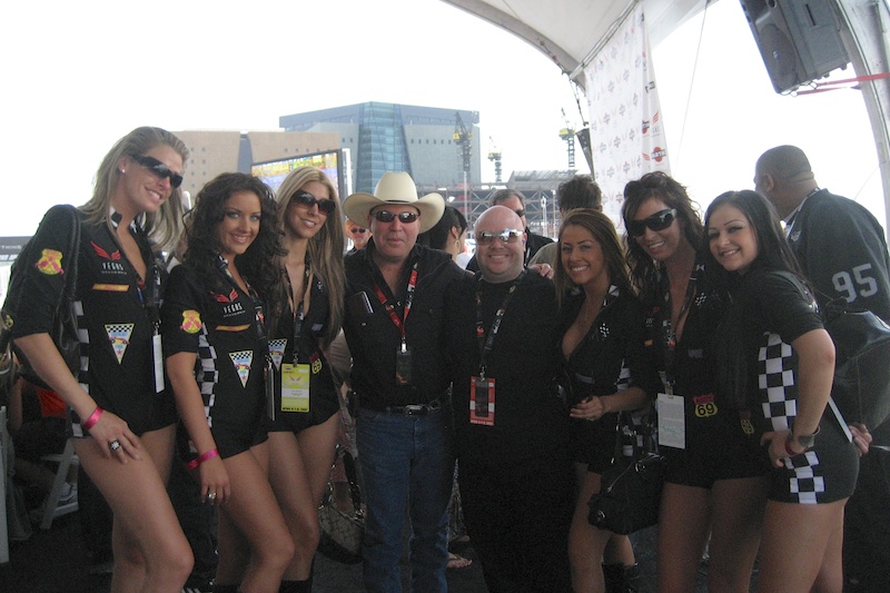 Bryant, Poker Legend, Hoyt Corkins, and some of the Vegas Grand Prix Girls.
