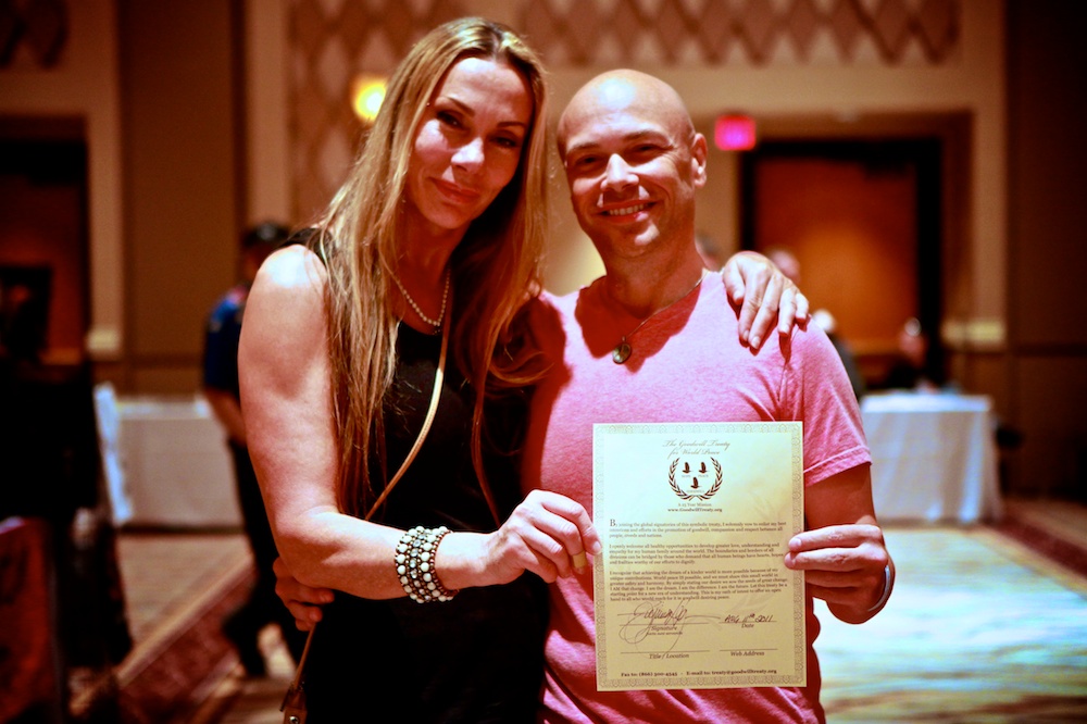 Bryant and his Dear Friend, Virginia Hey, Signing Treaty Together.