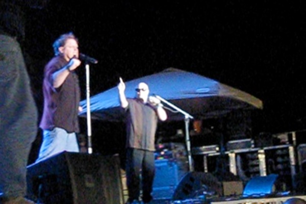 Tom Danheiser and Bryant McGill on Stage welcoming the crowd for bands Great White, VH1's Brett Michaels 'Rock of Love Tour,' AXE, the legendary Augie Meyers and Electric Ocean.